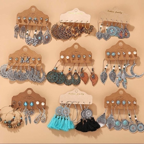 𝅺bohemian Style Set of Earrings - Picture 1 of 8